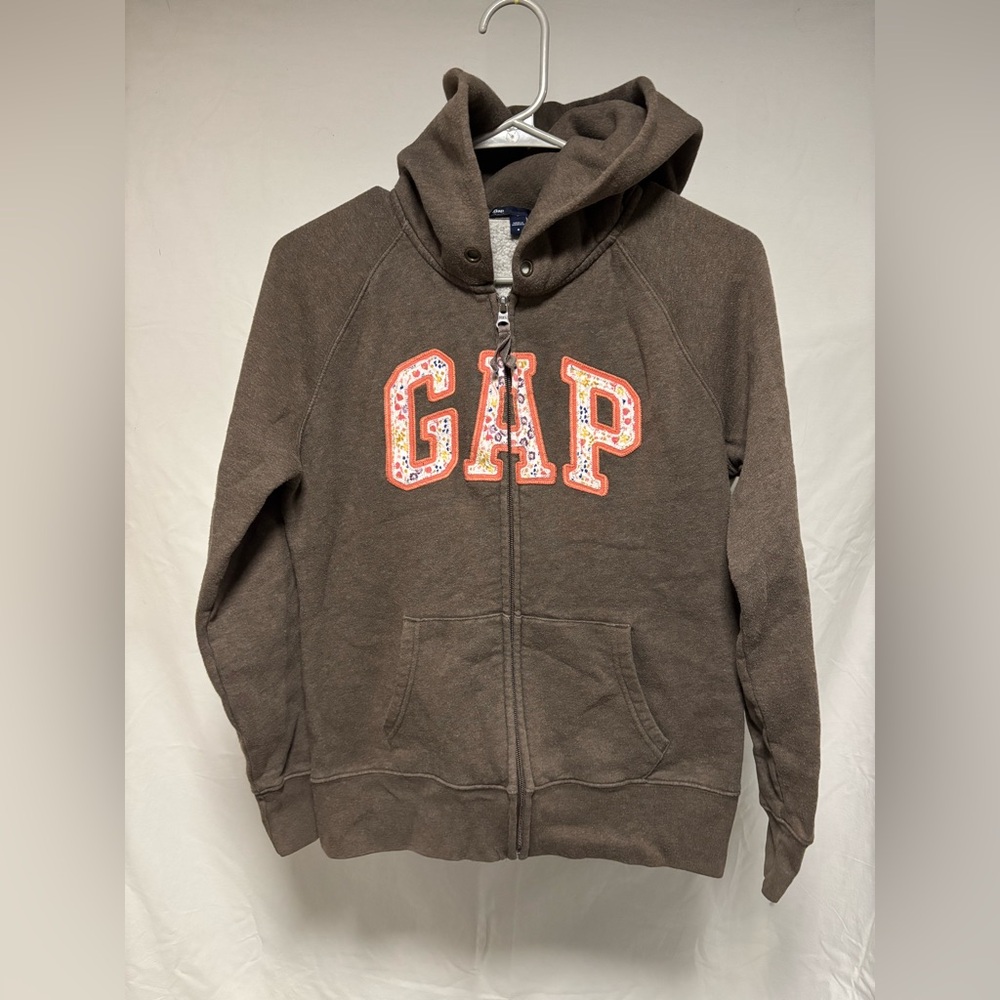 GAP | Womens Brown & Orange GAP Logo Zip Up Hoodie Size Small